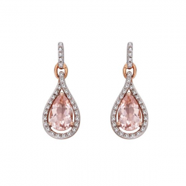 MORGANITE & DIAMOND TEAR DROP EARRINGS